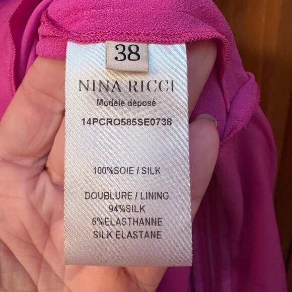 Nina Ricci Fuchsia 100% Silk Dress Size 38 US 6 - Picture 4 of 4